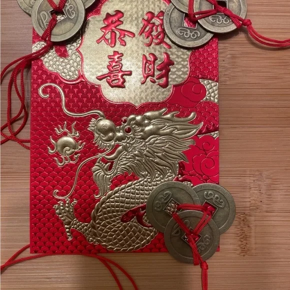 Year of the Dragon Money Luck Envelope 3 feng Shui Coin Set - Picture 11 of 12